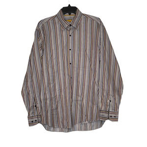 Robert Talbott Carmel Mens Shirt Size Large Multi-Color Striped 100%‎ Cotton